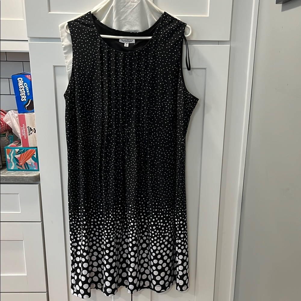 Elegant Black and White Polka Dot Dress